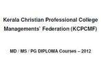 KCPCMF, Kochi Opens PG Medical Admissions 2012-13