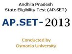 Osmania University AP.SET 2013 Online Application form available