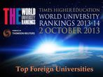 THE World University Rankings 2013-14 for Foreign Universities