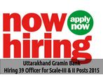 Uttarakhand Gramin Bank Hiring 39 Officer's for Scale-III & II Posts