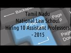 Tamil Nadu National Law School Hiring 10 Assistant Professors - 2015 Tamil Nadu National Law School Hiring 10 Assistant Professors - 2015