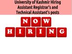 University of Kashmir Hiring Assis'nt Registrar's & Technical Assis'nt