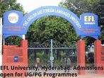 EFL University, Hyderabad: Admissions open for UG/PG Programmes