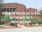College of Vocational Studies Job Openings for 5 Junior Asst Posts