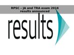 RPSC – JA and TRA exam 2013 results announced