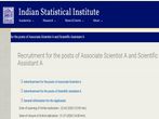 ISI Recruitment 2020 For 36 Scientific Assistants And Assoc Scientists, Apply Online Before July 31