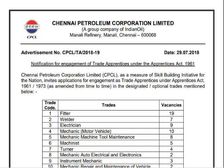 CPCL Recruitment 2018: 10वीं, 12वीं और ग्रेजुएट्स के लिए 142 पदों पर वैकेंसी