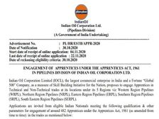 IOCL Recruitment 2020: आईओसीएल अपरेंटिस, टेक्निकल और ट्रेड्स भर्ती के लिए 12वीं पास करें आवेदन