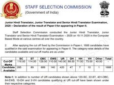 SSC JHT Result 2021 PDF Download: एसएससी जेएचटी रिजल्ट 2021 घोषित, पेपर I कट ऑफ मार्क्स डाउनलोड करें