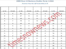 CBSE Business Studies Answer Key सीबीएसई 12वीं बिजनस स्टडीज आंसर की OMR शीट PDF डाउनलोड करें