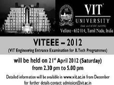 VITEEE 2012 Entrance Test To Be Held on April 21