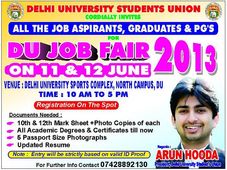 Delhi University Student's Union-DU Job Fair 2013 begins today
