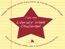 'Literacy Week Challenge' from Sept 23-29, hosted by 'World Education'