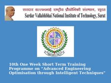SVNIT declares its 10th One Week Short Term Training Programme