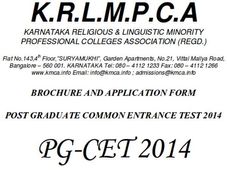 Download admit card for KRLMPCA PG Medical Entrance Exam PG CET 2014