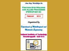 Workshop on “Friction Stir Welding & Allied Processes” at NIT, Trichy