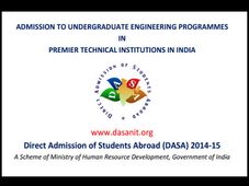 DASA 2014-15 for foreign students' admissions into NITs, IIITs & CFTI