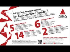 MICA invites application for its flagship PGDM-C for 2015-17 batch