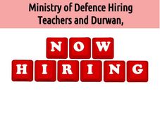 Ministry of Defence Hiring Teachers and Durwan, Apply now