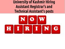 University of Kashmir Hiring Assis'nt Registrar's & Technical Assis'nt