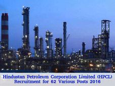 HPCL Job Openings for 62 Various Posts 2016, Apply Now