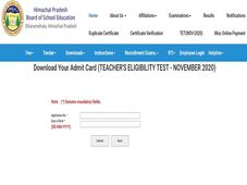 HP TET Admit Card 2020 Released For November Session