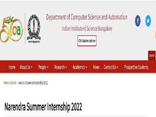 IISC CSA Narendra Summer Internship 2022, Online Application Closes On May 10. Check Program Details