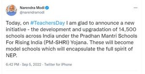 More Than 14500 Schools Across The Country To Be Developed As PM SHRI Schools