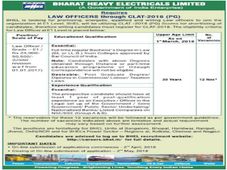 BHEL ನೇಮಕಾತಿ 2018: ಕಾನೂನು ಅಧಿಕಾರಿ ಹುದ್ದೆಗೆ ಅರ್ಜಿ ಆಹ್ವಾನ