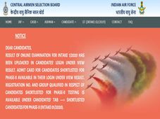 ಭಾರತೀಯ ಏರ್‌ಫೋರ್ಸ್ ಏರ್‌ಮೆನ್ (ಗ್ರೂಪ್  X ಮತ್ತು Y )   ಹುದ್ದೆಗಳ ಫೇಸ್ II   ಪರೀಕ್ಷಾ ಪ್ರವೇಶ ಪತ್ರ ಬಿಡುಗಡೆ 