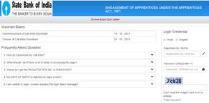 SBI Apprentice Admit Card 2019: 700 ಅಪ್ರೆಂಟಿಸ್ ಹುದ್ದೆಗಳ ಆನ್‌ಲೈನ್ ಪರೀಕ್ಷಾ ಪ್ರವೇಶ ಪತ್ರ ರಿಲೀಸ್