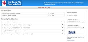 Central Bank Of India 2019: ಸ್ಟೆಷಲಿಸ್ಟ್ ಅಧಿಕಾರಿ ಹುದ್ದೆಗಳ ಆನ್‌ಲೈನ್ ಪರೀಕ್ಷೆಯ ಪ್ರವೇಶ ಪತ್ರ ಪ್ರಕಟ