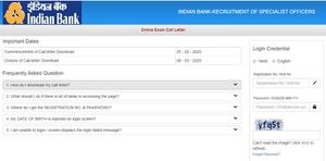 ಇಂಡಿಯನ್ ಬ್ಯಾಂಕ್: ಸ್ಪೆಷಲಿಸ್ಟ್ ಅಧಿಕಾರಿ ಹುದ್ದೆಗಳ ಆನ್‌ಲೈನ್ ಪರೀಕ್ಷೆಯ ಪ್ರವೇಶ ಪತ್ರ ರಿಲೀಸ್
