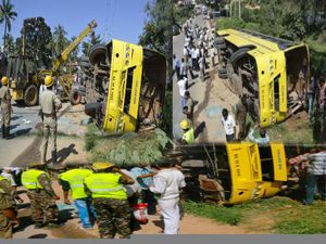 JSS Engineering College bus overturns, leaves 33 students injured