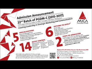 MICA invites application for its flagship PGDM-C for 2015-17 batch