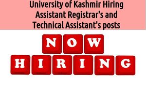 University of Kashmir Hiring Assis'nt Registrar's & Technical Assis'nt