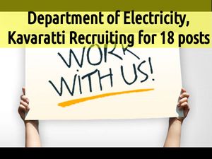 Department of Electricity, Kavaratti Recruiting for 18 posts
