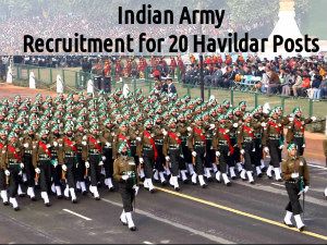 Indian Army Job Openings for 20 Havildar Posts 2016, Apply Now