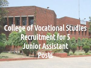 College of Vocational Studies Job Openings for 5 Junior Asst Posts 