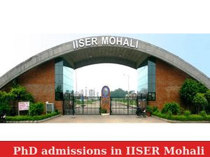 PhD admissions in IISER Mohali