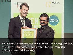 An Interview with Mr Shamik C, the winner of Green Talents Award 2016