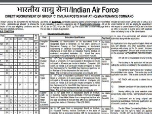 Indian Air Force Recruitment 2018 For Various Posts