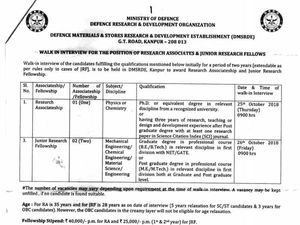 DRDO Recruitment 2018: Hiring Researchers On Contract