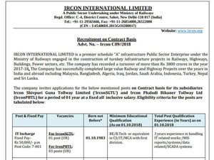 IRCON Recruitment 2018: Engineers Hired For Various Posts
