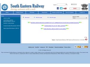 Apprenticeship Offered Through South Eastern Railway Recruitment 2018, 1785 Vacancies Available