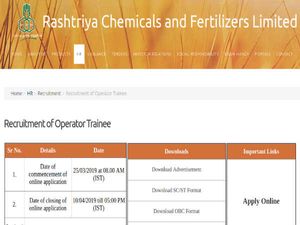 RCFL Recruitment 2019 For Operator Trainees; Earn Up To INR 60,000 Per Month