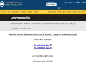 Central University of Kerala Recruitment For 67 Group B AND C Posts. Apply Online Before June 30