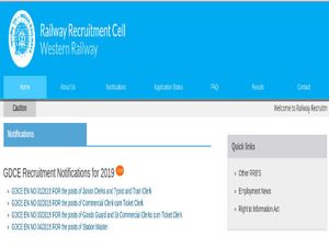 RRC Western Railway Recruitment For 496 Jr. Typists, Ticket Clerks And Station Masters Post