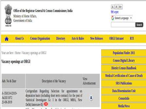 Census Of India Recruitment For 208 Statistical Investigators Post, Earn Up To Rs. 34,800 Per Month