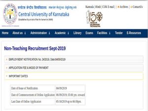 Central University Of Karnataka: Apply Online For 59 Non-Teaching Positions Before October 5
